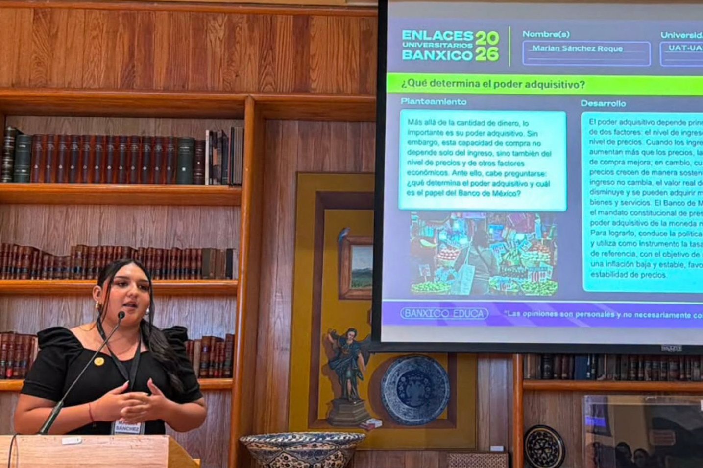 Alumna de la UAT destaca de la UAT en proyecto de Banxico